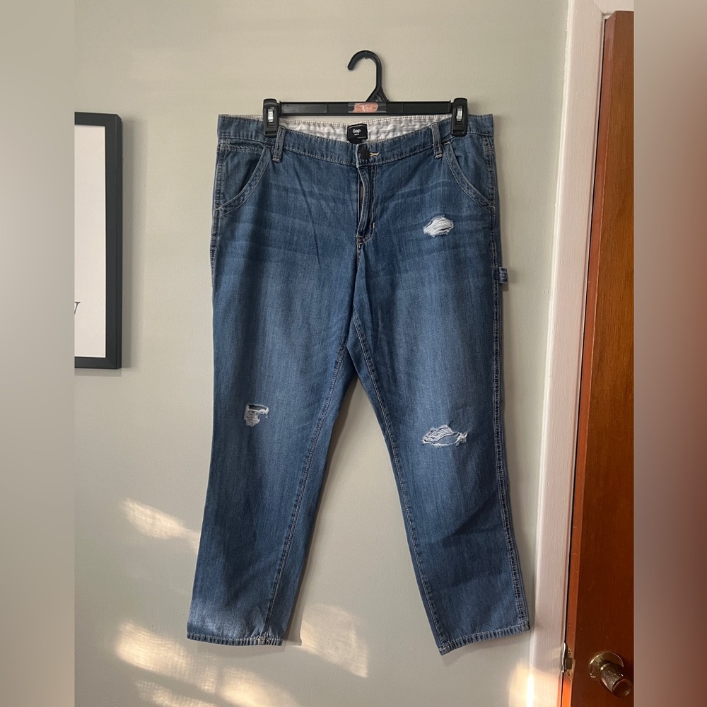 Gap Carpenter Jeans Medium Wash Distressed Women 14